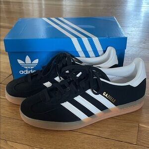 Adidas Gazelle Black and White with Gum Sole